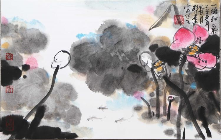 草虫花卉小品   尺寸：50厘米*30厘米